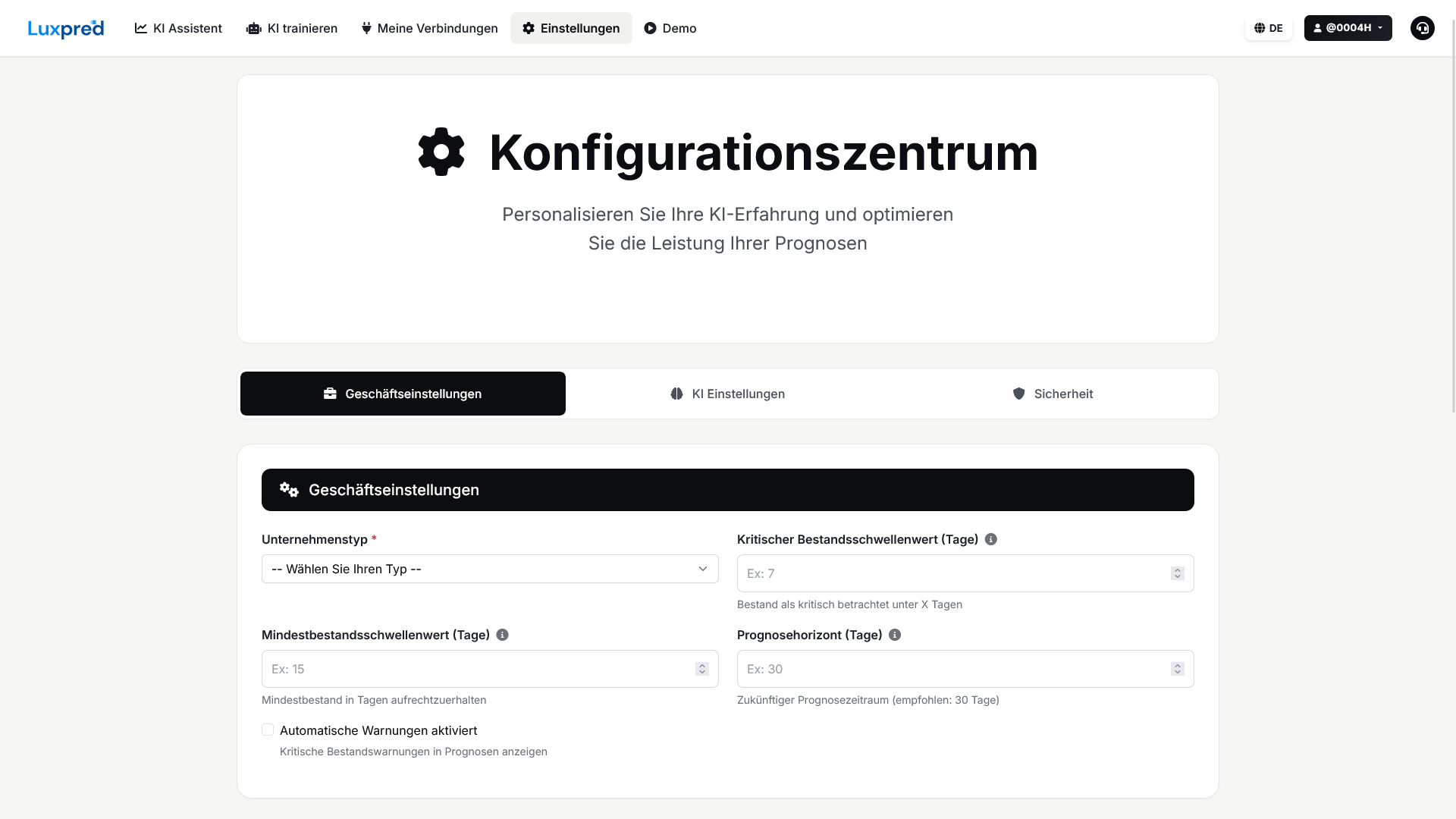 Geschäftsparameter