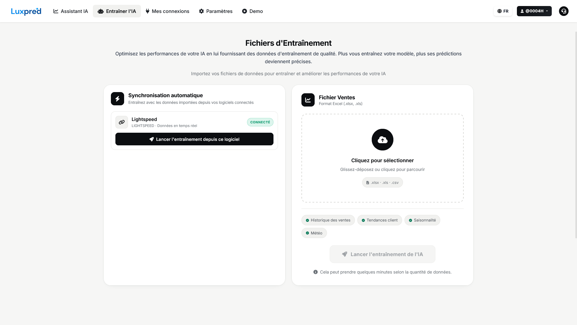 Fichiers d'entrainement